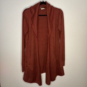 Yak N Yeti Open Front Cardigan Womens L/XL Rust Orange Soft Acrylic Knit Boho